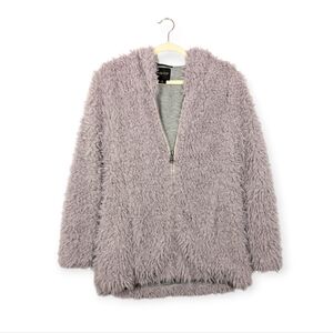 AS by DF Lavender Faux Fur Zip Shaggy Teddy Jacket Size M